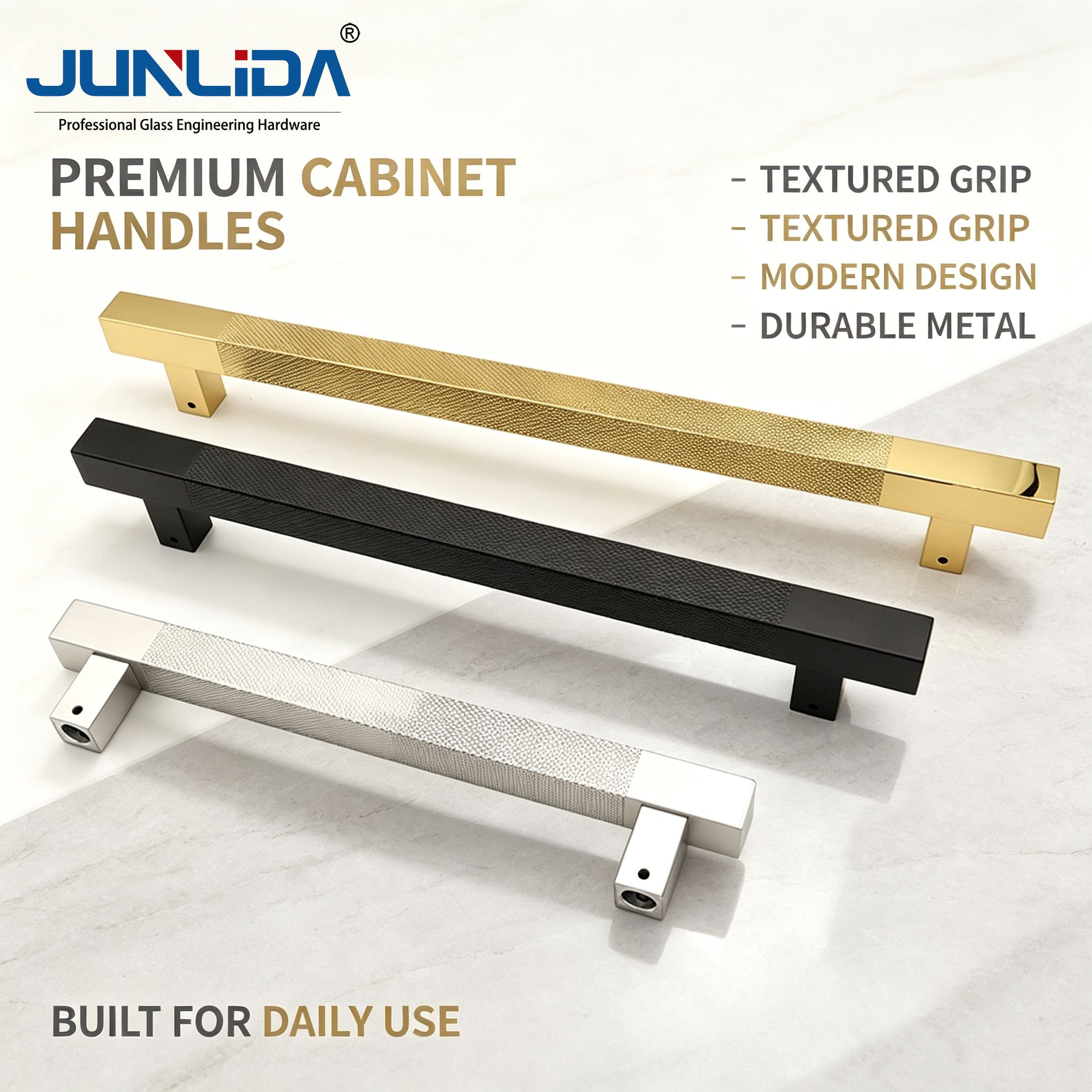 Single Sided Door Pull Handle With Knurled Square Tube Stainless Steel Textured Long Pull Handle for Wooden Glass Door Hotel