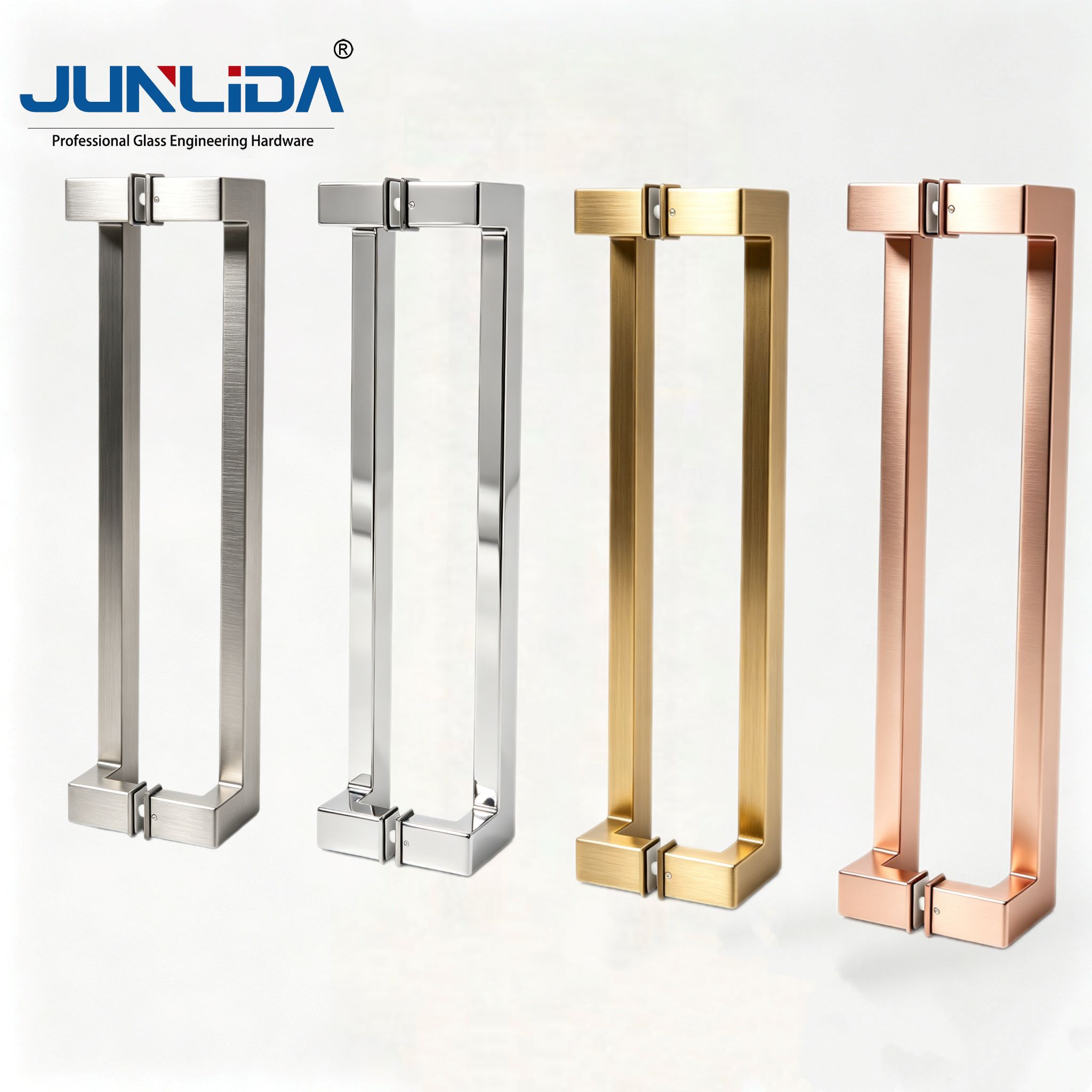 Square Tube Double Sided Glass Door Pull Handle Stainless Steel Back to Back H Handle for Frameless Glass Entry Door Hardware