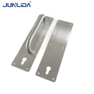 High quality fire rated push pull plate door handle with cylinder hole for stainless steel material