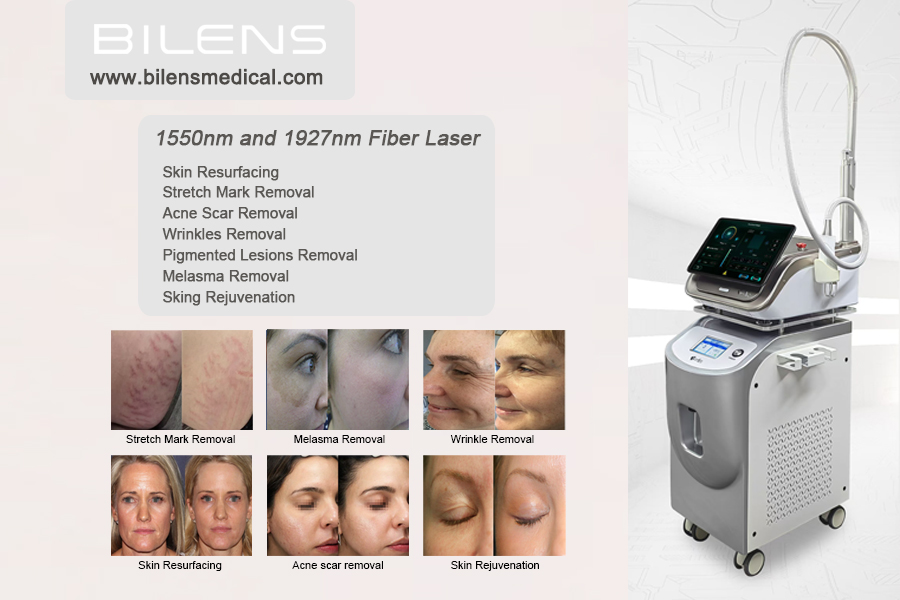 1550 nm and 1927 nm fiber lasers are used in fractional laser treatments for skin resurfacing and rejuvenation