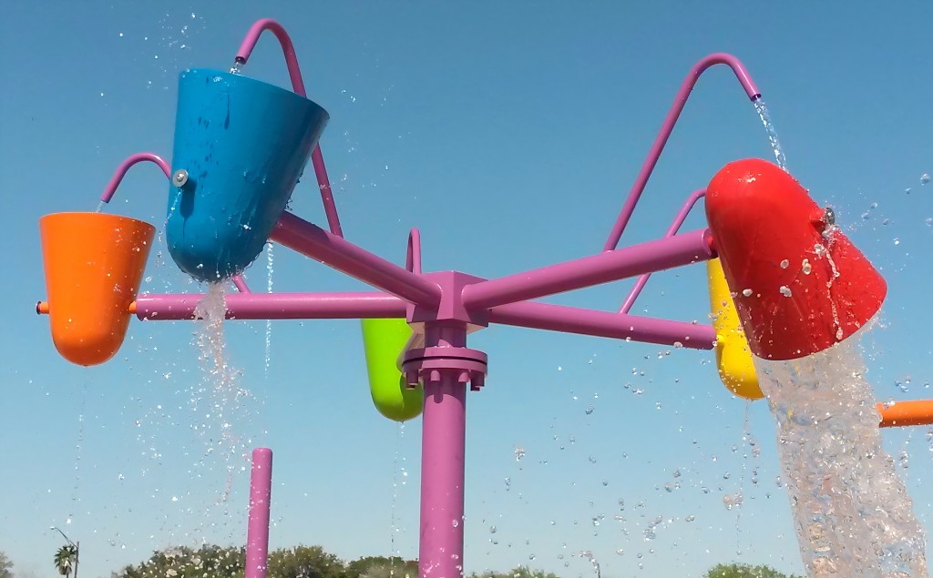 water park buckets dumping