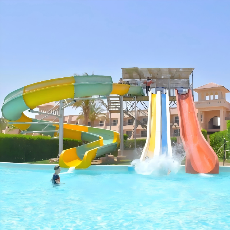 pool with water slide