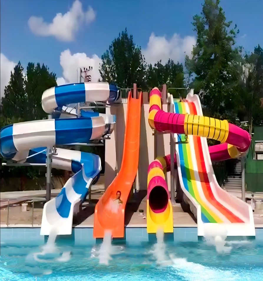 aquapark large swimming pool slides