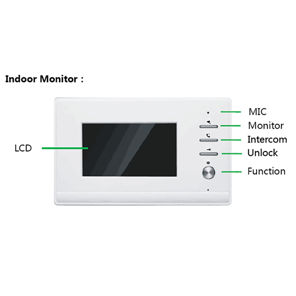 4 Wire Video Intercom With ID Card Unlock 4.3inch Monitor