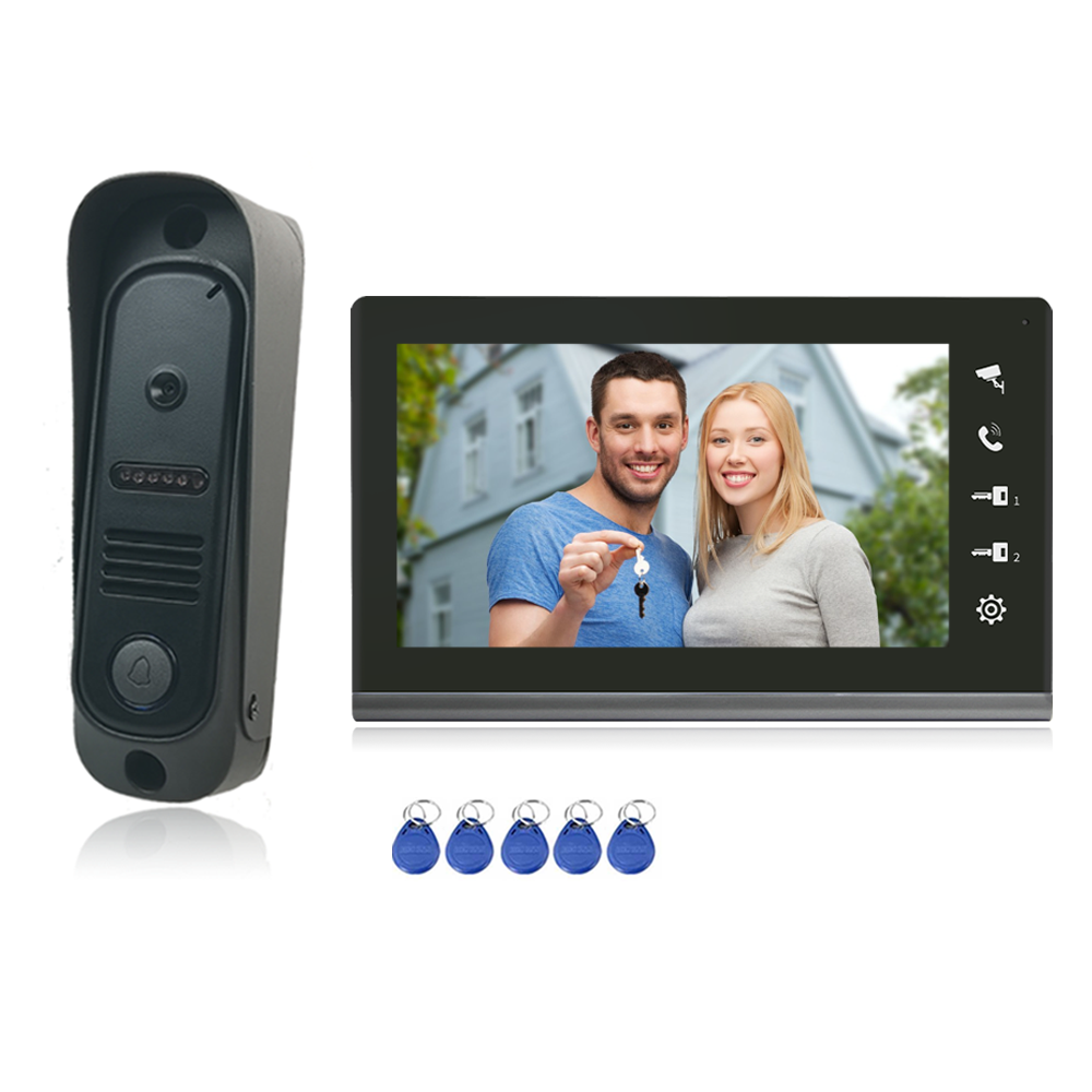 Smart Video Intercom 7 Inch Wired RFID Unlock Home Security System