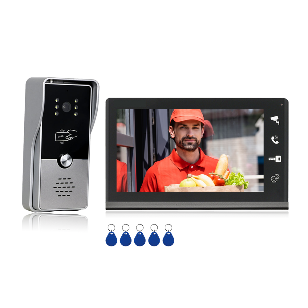 4 Wired Video Intercom Doorbell with 7 Inch Screen
