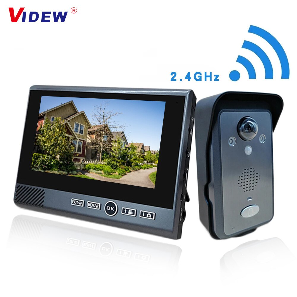 Home Wireless Video Doorbell 2.4GHz Office Wireless Video Intercoms with 7 Inch Display