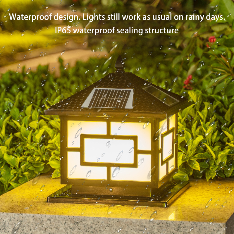 New Chinese style LED pointed tile cover with Chinese characters for outdoor waterproof solar column headlights (2)g7c