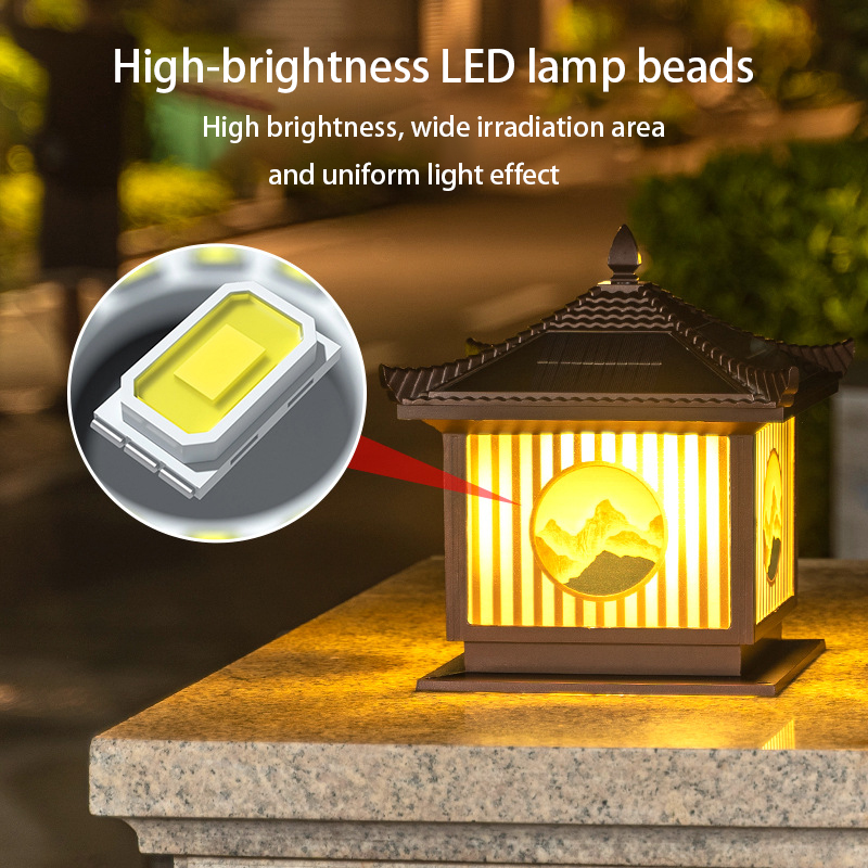 New Chinese style Rizhao Jinshan Outdoor Waterproof Solar Column Headlight (1)ajj