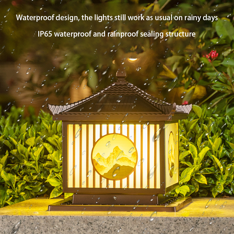 New Chinese style Rizhao Jinshan Outdoor Waterproof Solar Column Headlight (3)tiw