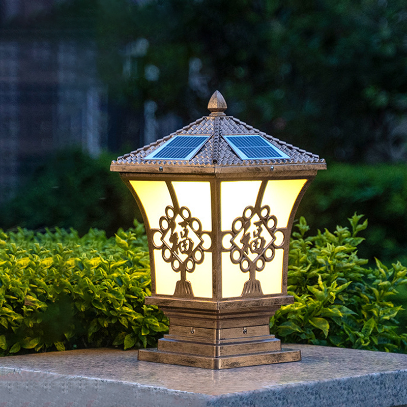 Neue chinesische spitzen Fliesenabdeckung Farbe Knoten Türpfosten Wand wasserdichte Outdoor Solar Säulenlampe (3).jpg