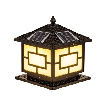 New Chinese Style Led Pointed Tile Cover With Chinese Characters For Outdoor Waterproof Solar Column Headlights