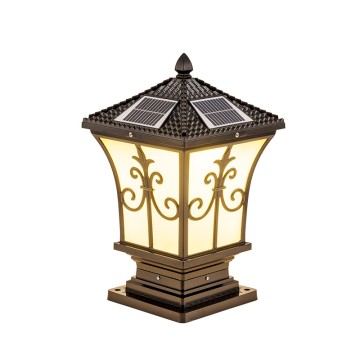 New Chinese Style Pointed Tile Cover Sword Flower Door Post Wall Waterproof Outdoor Solar Pillar Lamp