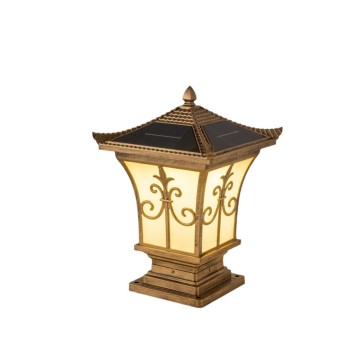 New Chinese Style Warped Foot Sword Flower Outdoor Waterproof Solar Pillar Lamp