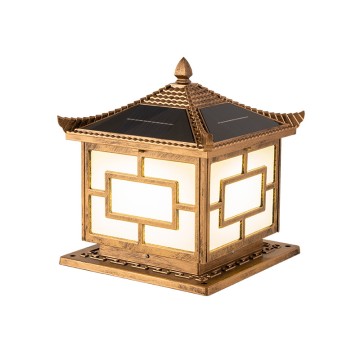 New Chinese Warping Cover Word Outdoor Waterproof Solar Pillar Lamp