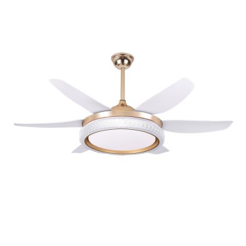 Gold Retro Luxury Controllable Nordic Modern Simple Large Wind Household Living Room Dining Room Frequency Conversion Fan Lamp