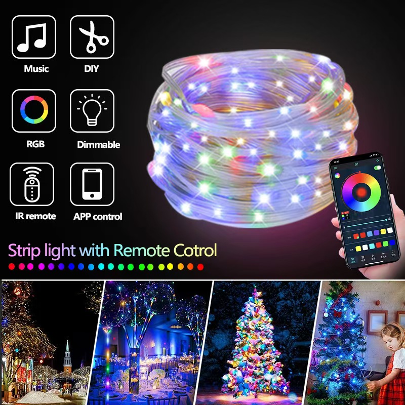 Illusie Kleur Lederen Draad Licht Bluetooth Geluidsreactieve Ritmische Punt Controle Galopperende LED Lichtsnoer Kerstsfeer Kleurverlichting 5-20 Meter Kleurendoos (4).jpg