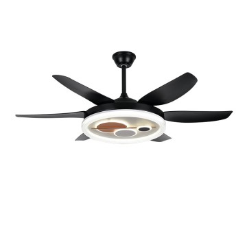 New European Six-Leaf Fan Lamp Living Room Bedroom Ceiling Fan Lamp Modern Simple With Lamp Integrated Variable Conversion Fan