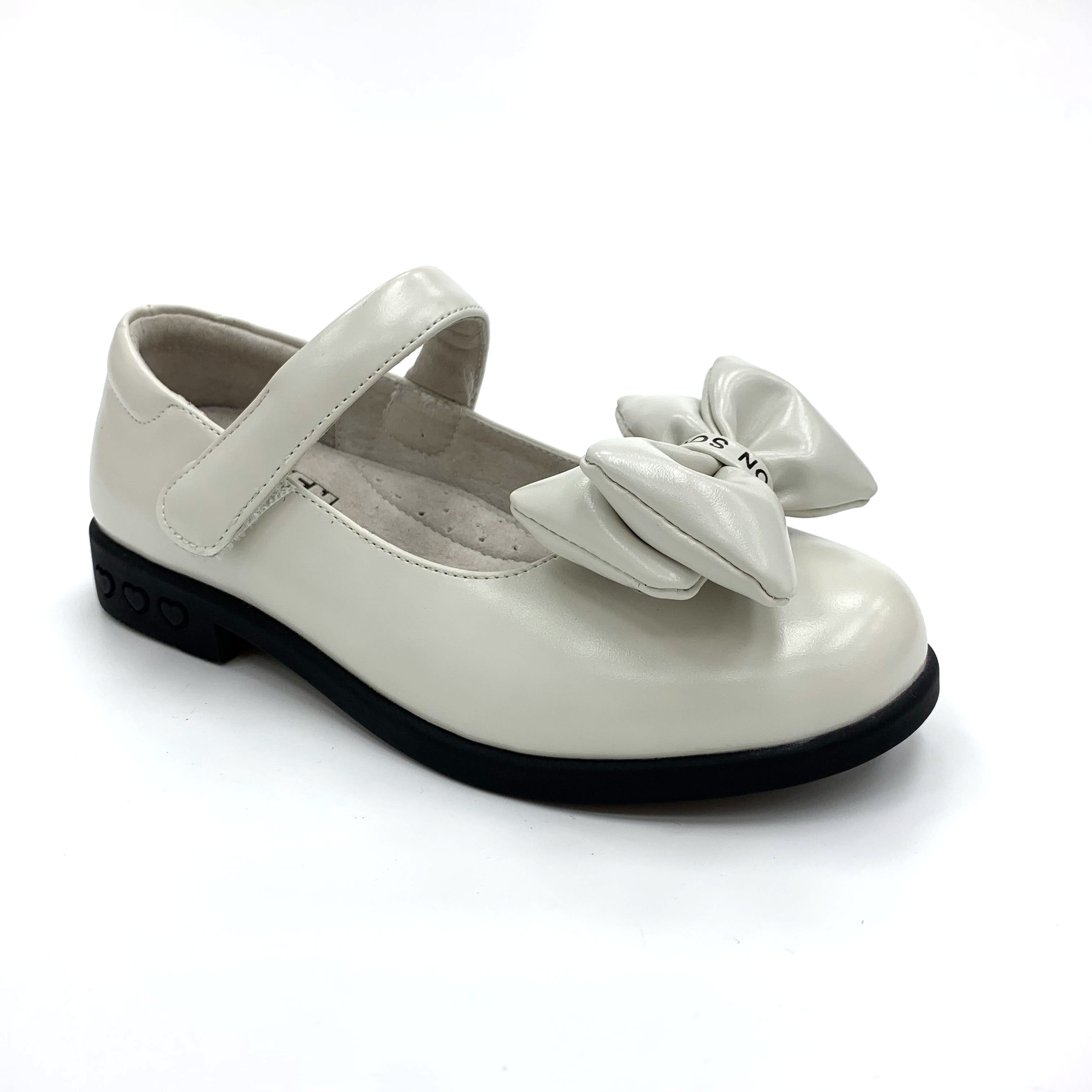White Butterfly Knot Girls' Leather Shoes