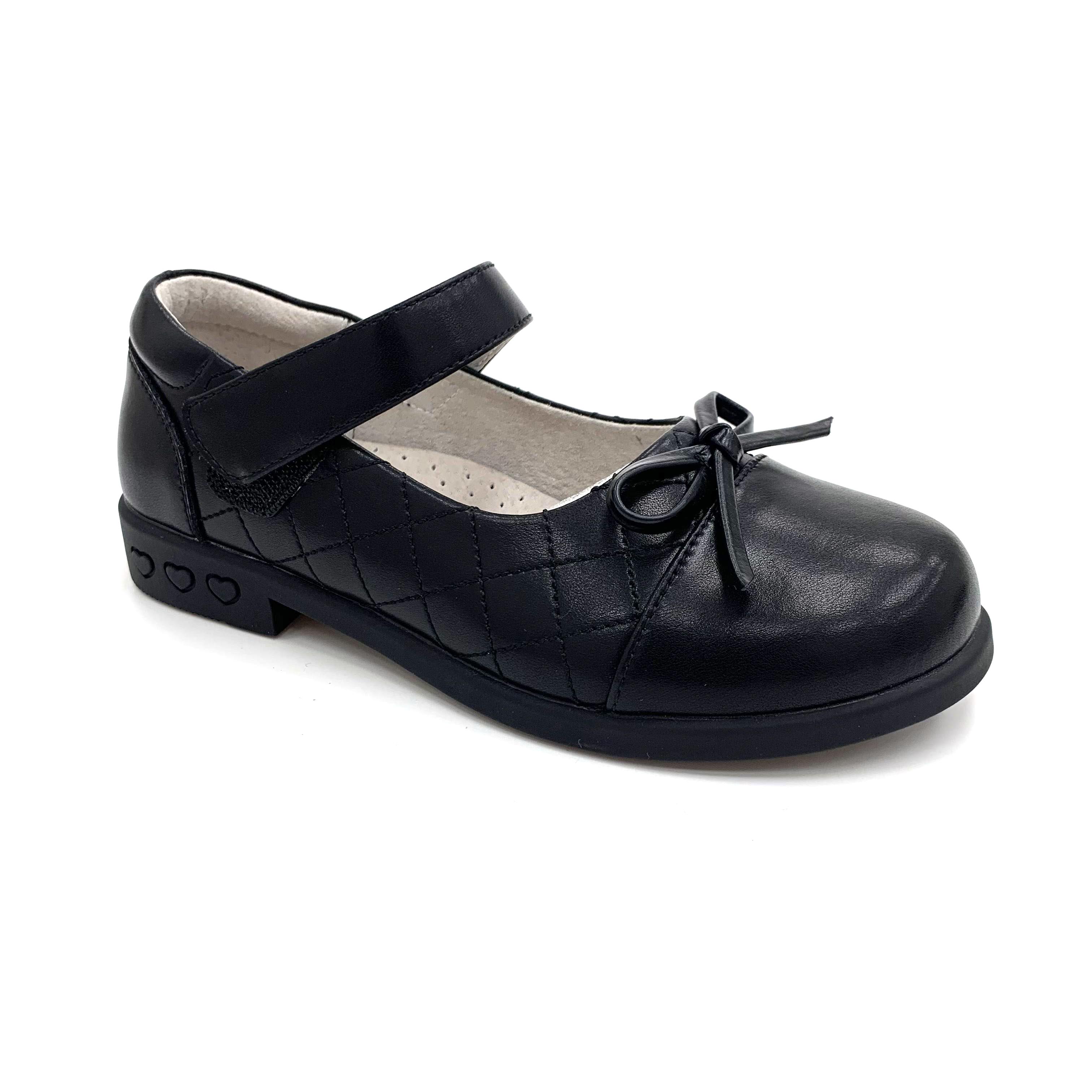 Black Girls' Simple Bow Leather Shoes for ...