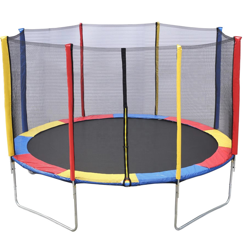 Trambulina rotundă Funjump personalizată de 6-16FT cu recul, cu plasă exterioară și scară (5).jpg