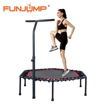 Funjump 51" Fitness Rebounder Jumping Trampoline with T-Adjustable Handle Bar