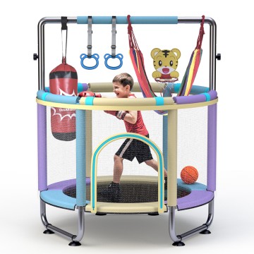 Funjump 55" Indoor Toddler Trampoline for Kids with Enclosure Net