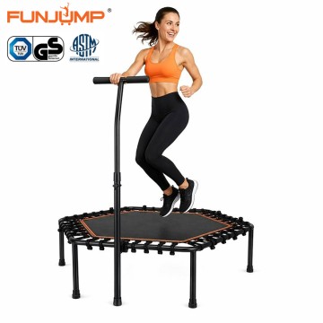 Funjump 51" Fitness Rebounder Jumping Trampoline nga may T-Adjustable Handle Bar