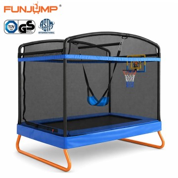 Funjump ASTM Approved Rectangle Recreational 4X6FT Kids Trampoline nga may Swing