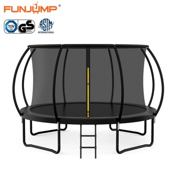 Funjump 10 12 14FT Mga Bata nga Hamtong nga Kurbadong Pole Panggawas nga mga Trampoline nga may Safety Net