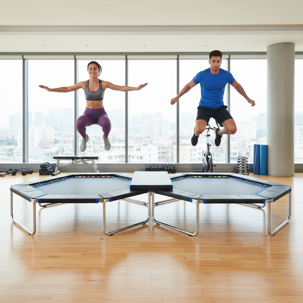 Double Trampoline For Fitness Exercise