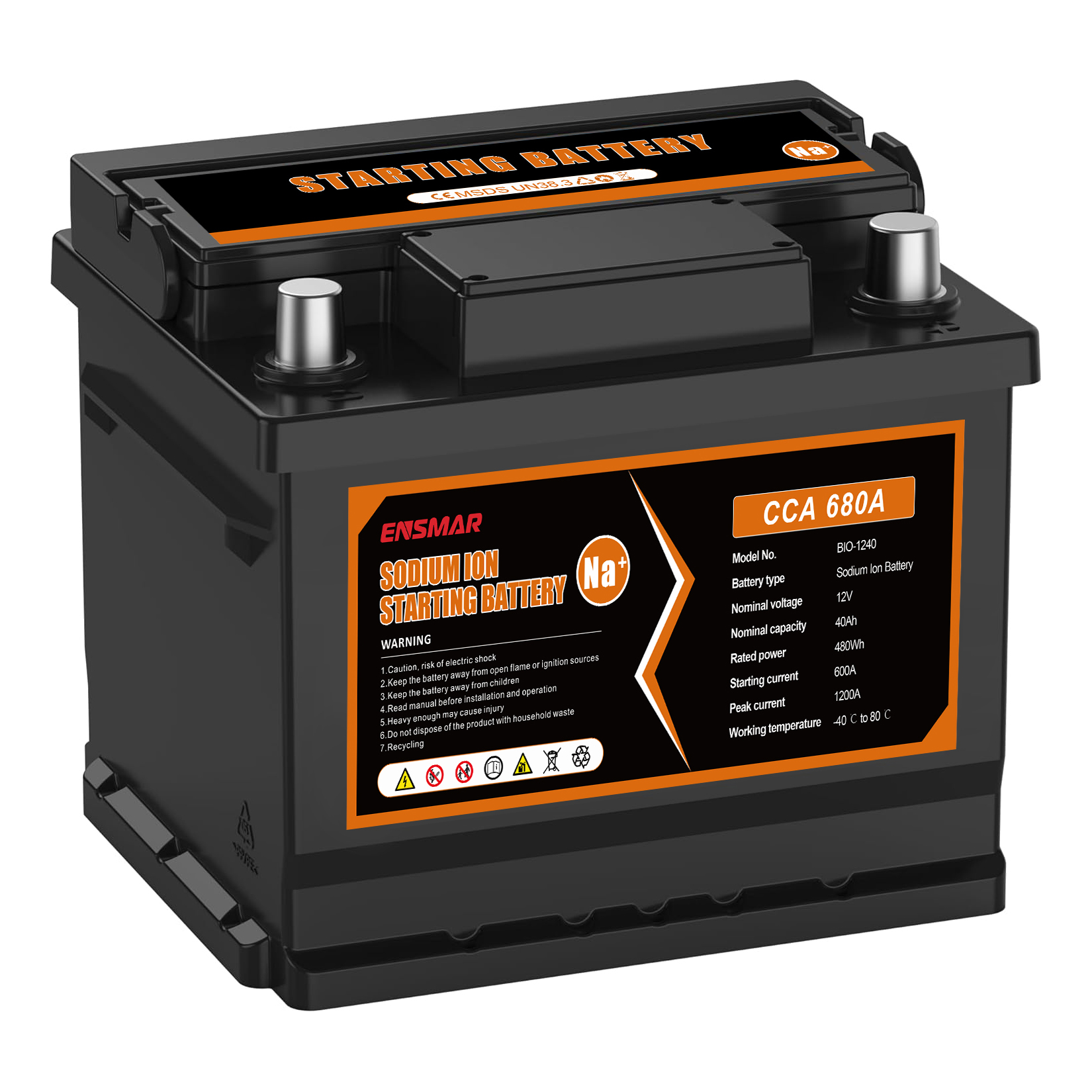 แบตเตอรี่รถยนต์แบบไม่ต้องบำรุงรักษา DIN 40Ah 680A CCA 206Lx175W x175H(mm) แบตเตอรี่รถยนต์ DIN start stop 063 โซเดียม