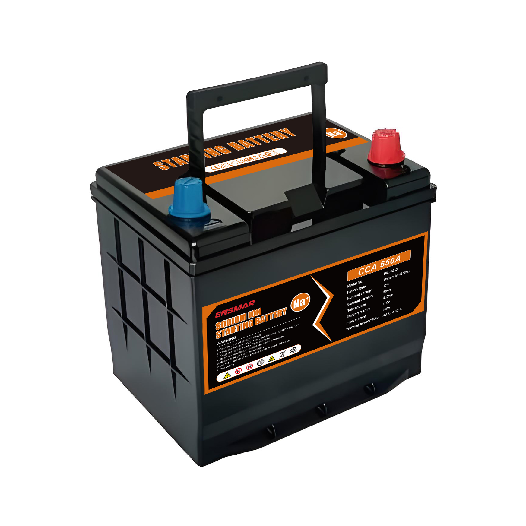 แบตเตอรี่สตาร์ทรถยนต์ JIS 30Ah 550A CCA 230Lx174W x220TH(mm) 70D23 แบตเตอรี่โซเดียม 12V