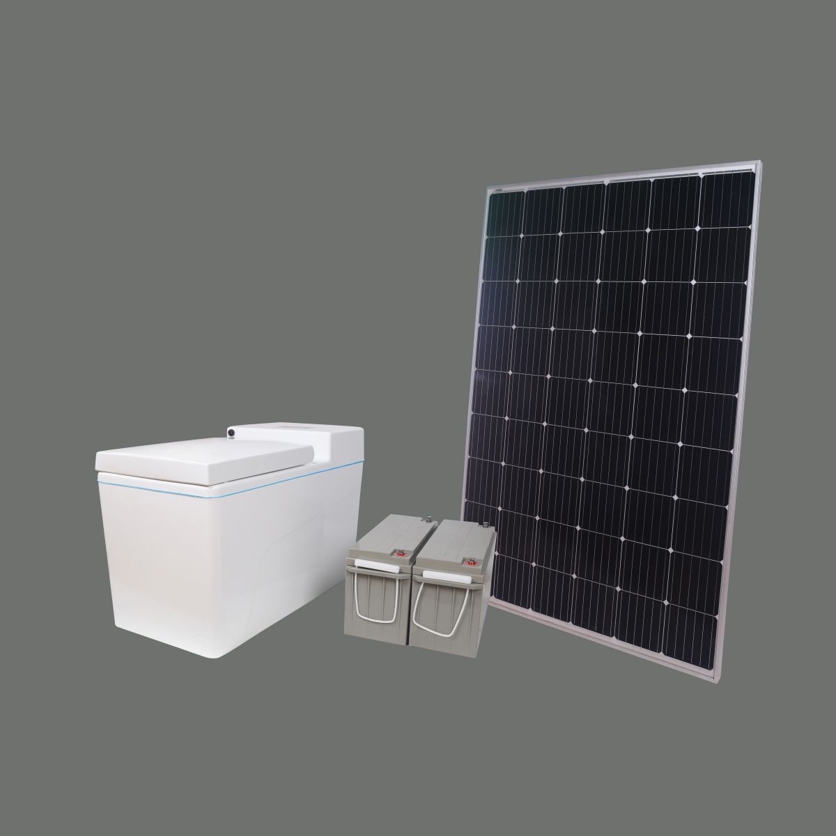 Solar panels AC odorless, tasteless, biodegradable smart flushless toilet