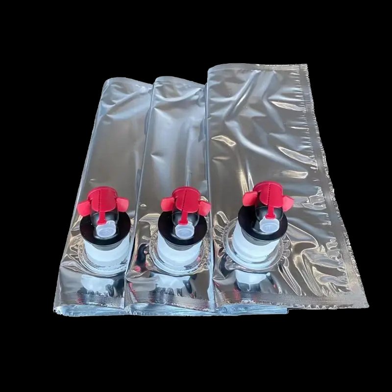 Wine Aseptic Foil Olive Oil Milk Tea Juice Drink Tinted Spout Aluminized Zipper Bag For BibBag In Box