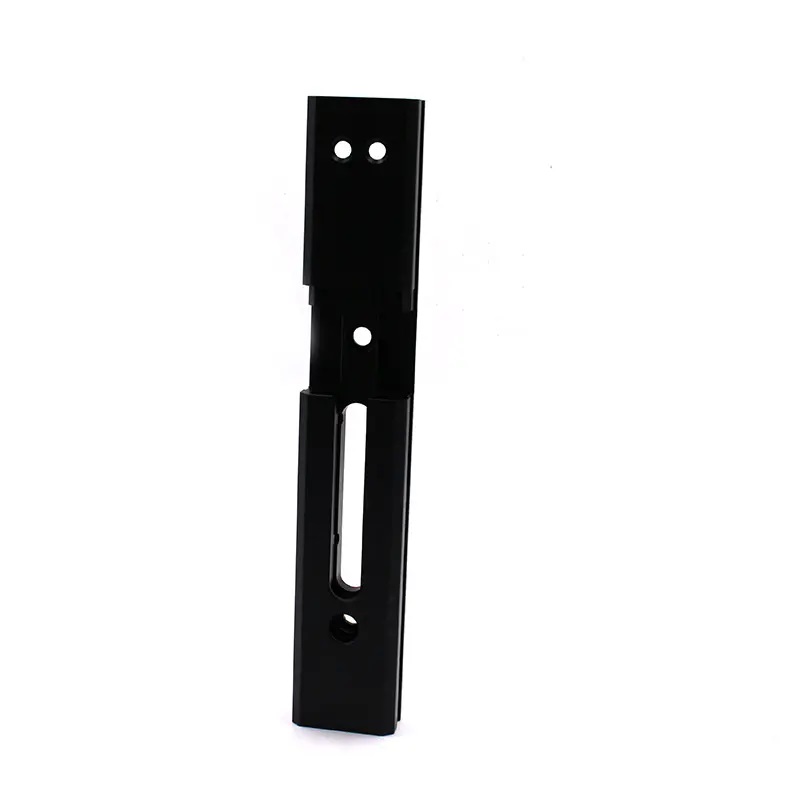Aluminum gate lock part machined by CNC in 6063-T5 alloy with black anodize