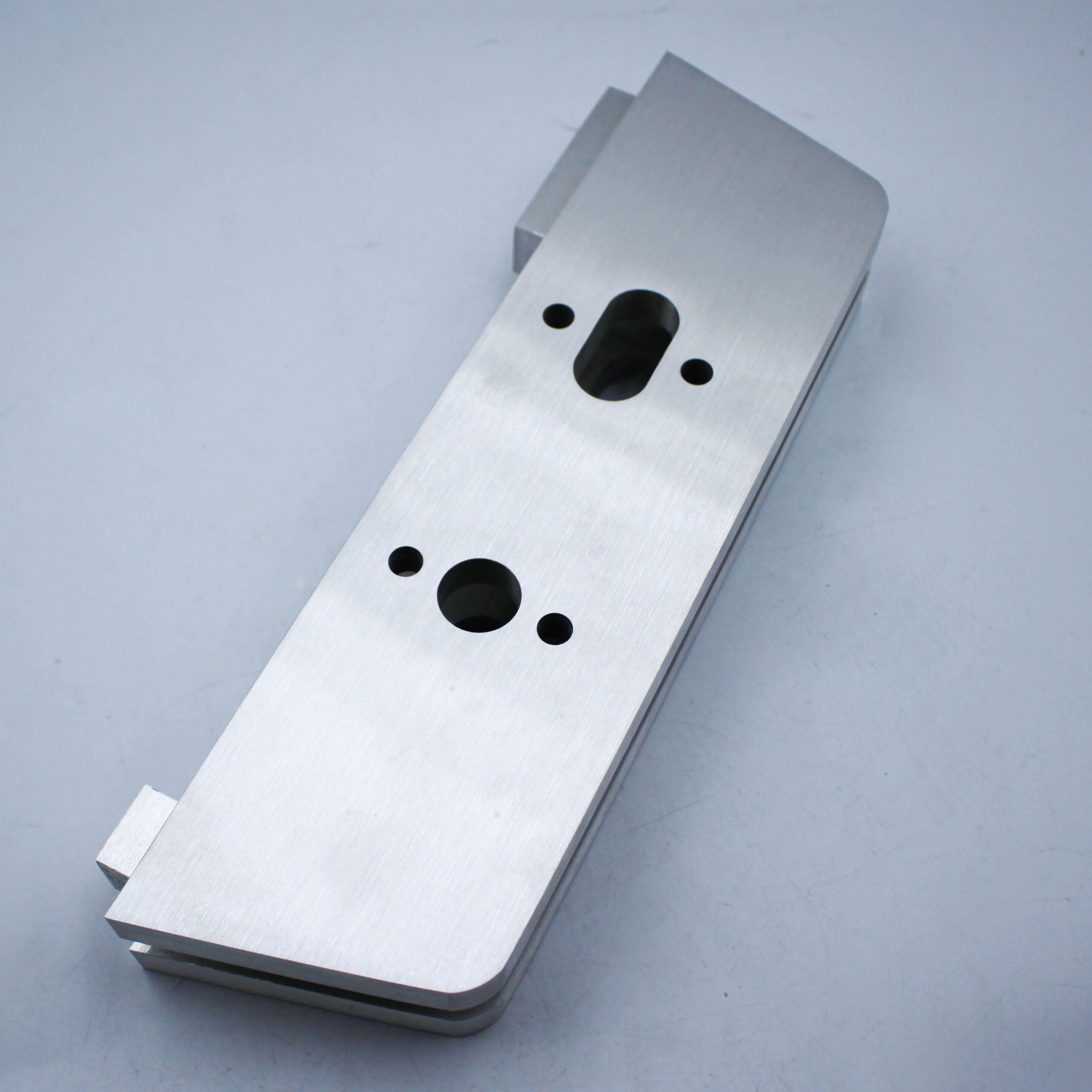 Aluminum lock case for high-end glass door-CNC machining part in 6063-T6 alloy with brush and statin anodize