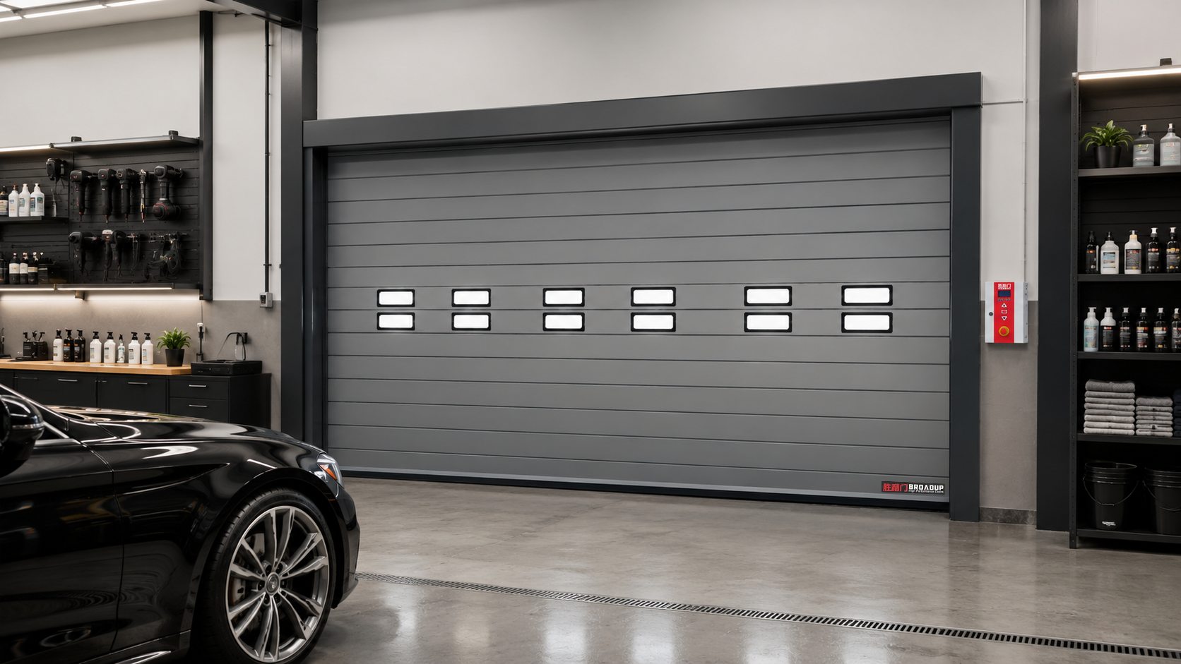 BROADUP insulated high-speed spiral door for commercial garage entrance