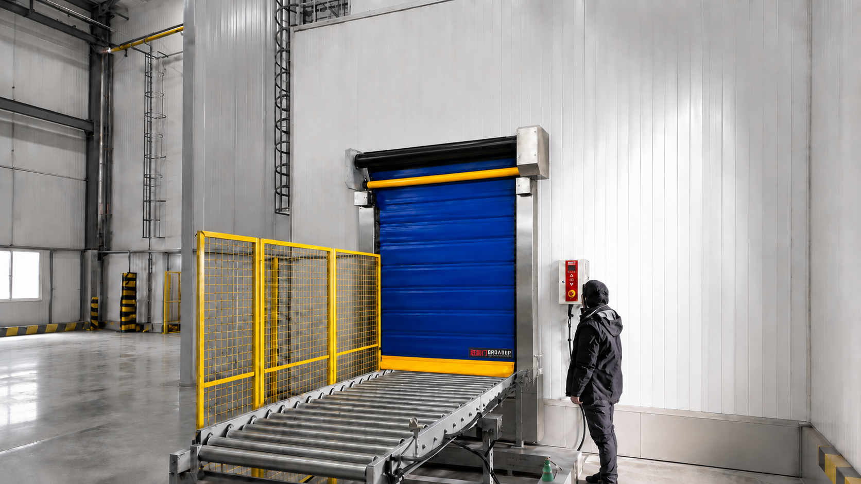 V112 cold storage high-speed door for cold chain logistics warehouse and conveyor access