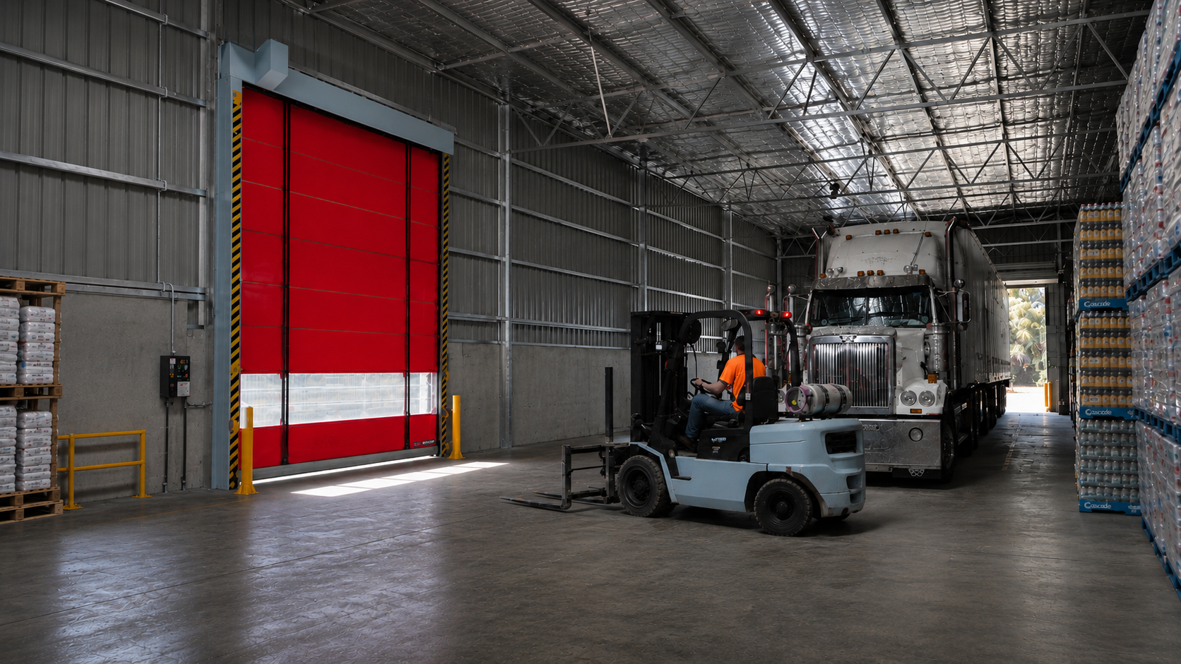 Chitseko chosungiramo katundu chosungiramo katundu kuti galimoto ya forklift ilowe