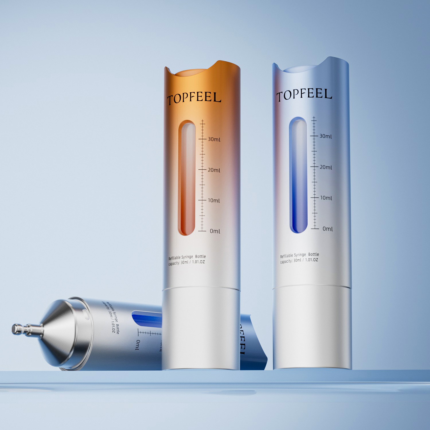 TE19 Airless Refillable Serum Syringe Packing Bottle Manufacturer
