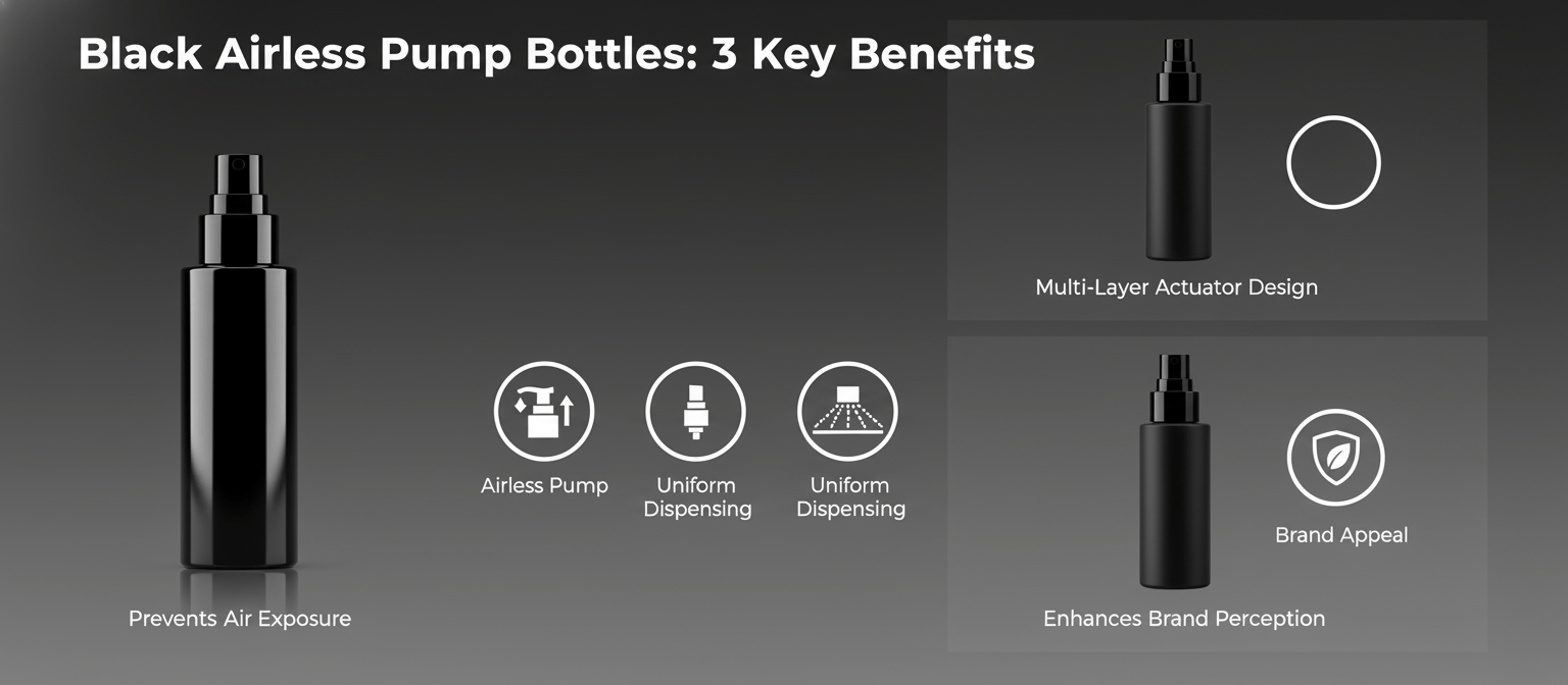 Three Key Benefits Of Black Airless Pump Bottles For Cosmetics