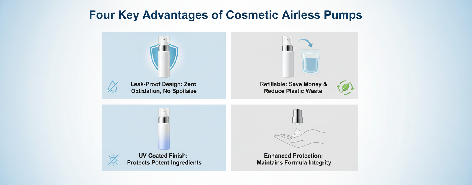 Four Key Advantages Of Cosmetic Airless Pumps