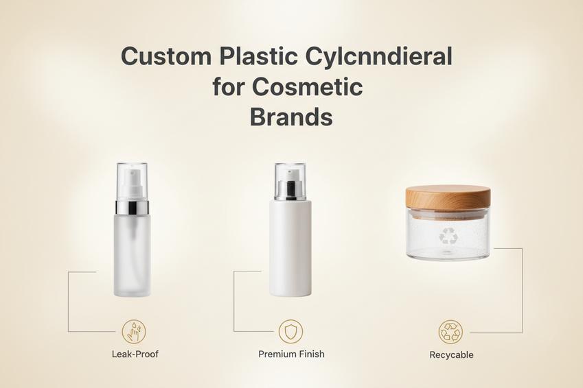 Custom Plastic Cylindrical Containers for Cosmetic Brands