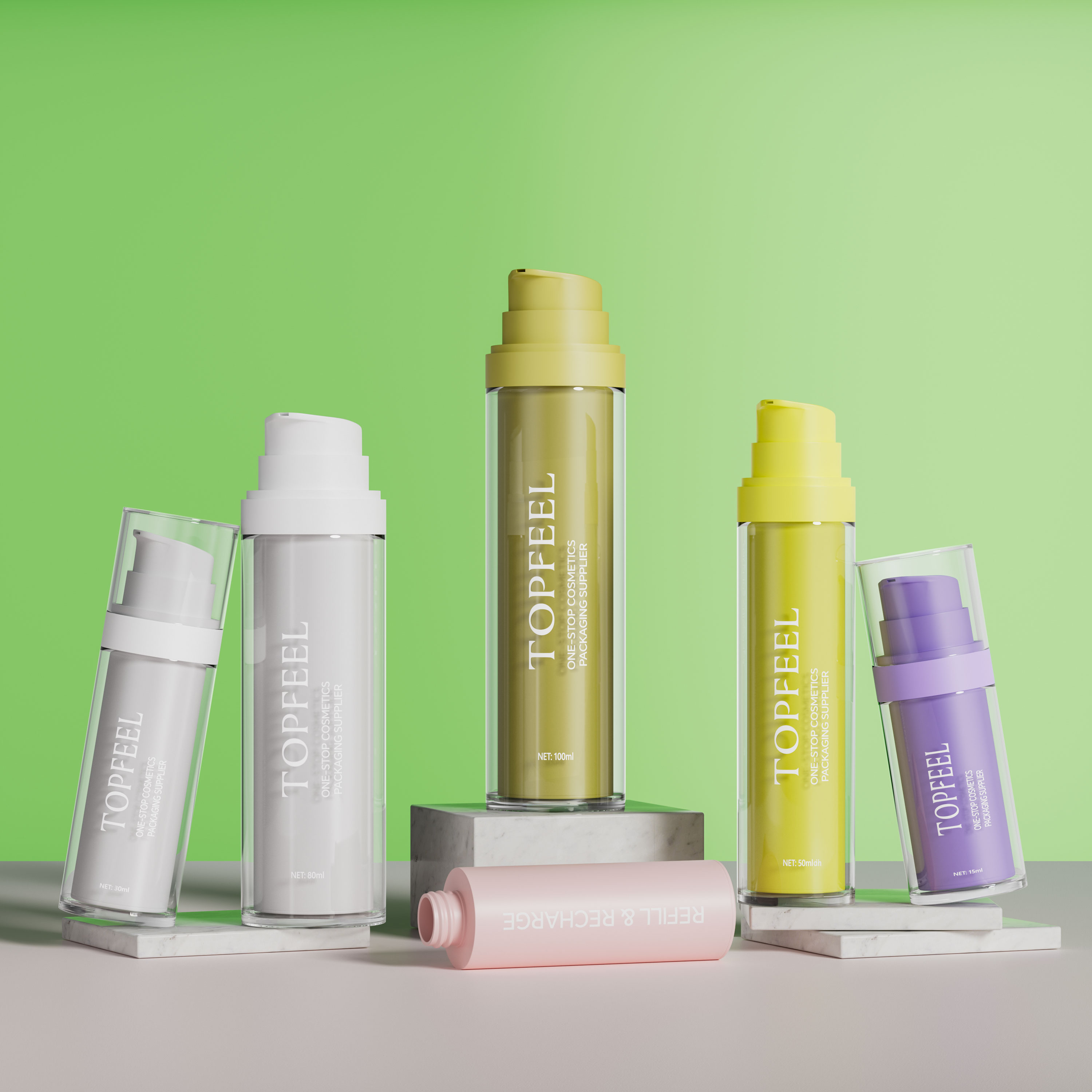 PA145 Airless Dispenser Bottle Refillable Cosmetic Container Provider