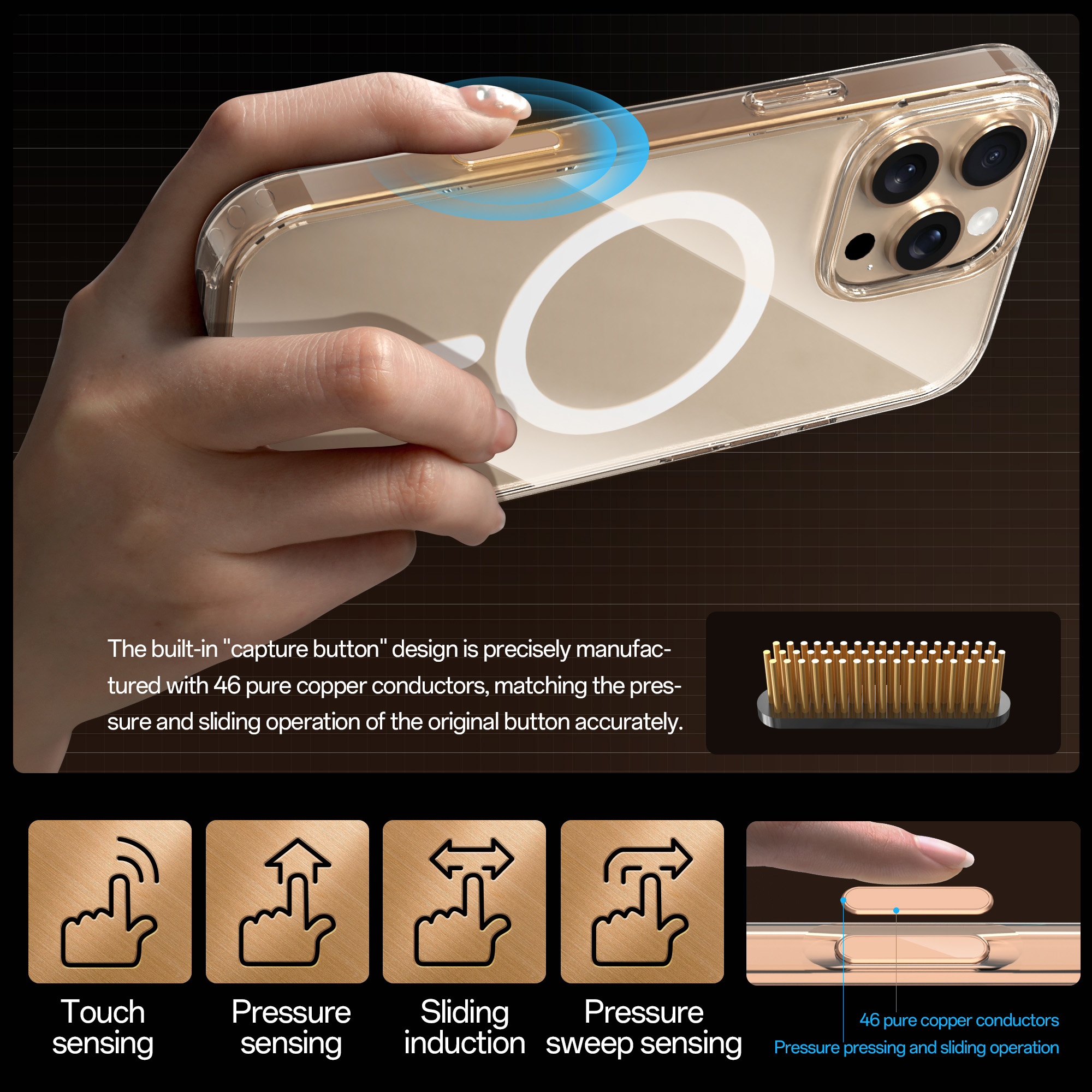 Coque iPhone 16 avec boutons tactiles réglables8