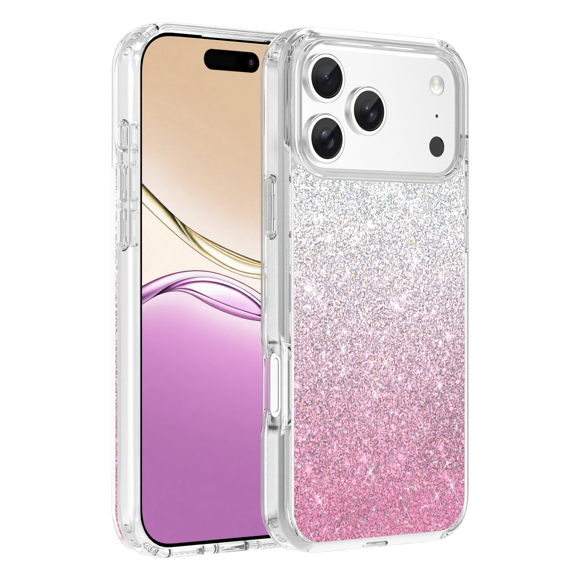 Gradient Frosted iPhone 17 Case with Rhinestone Inlay