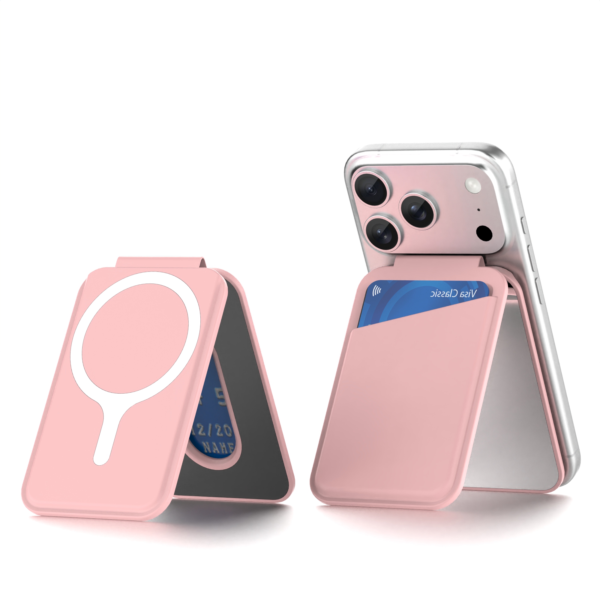 Liquid Silicone Magnetic Card Holder with Built-in Mirror