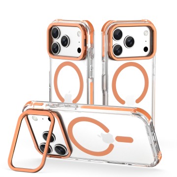 iPhone 17 Heavy-Duty Magnetic Shockproof Phone Case with Metal Camera Stand