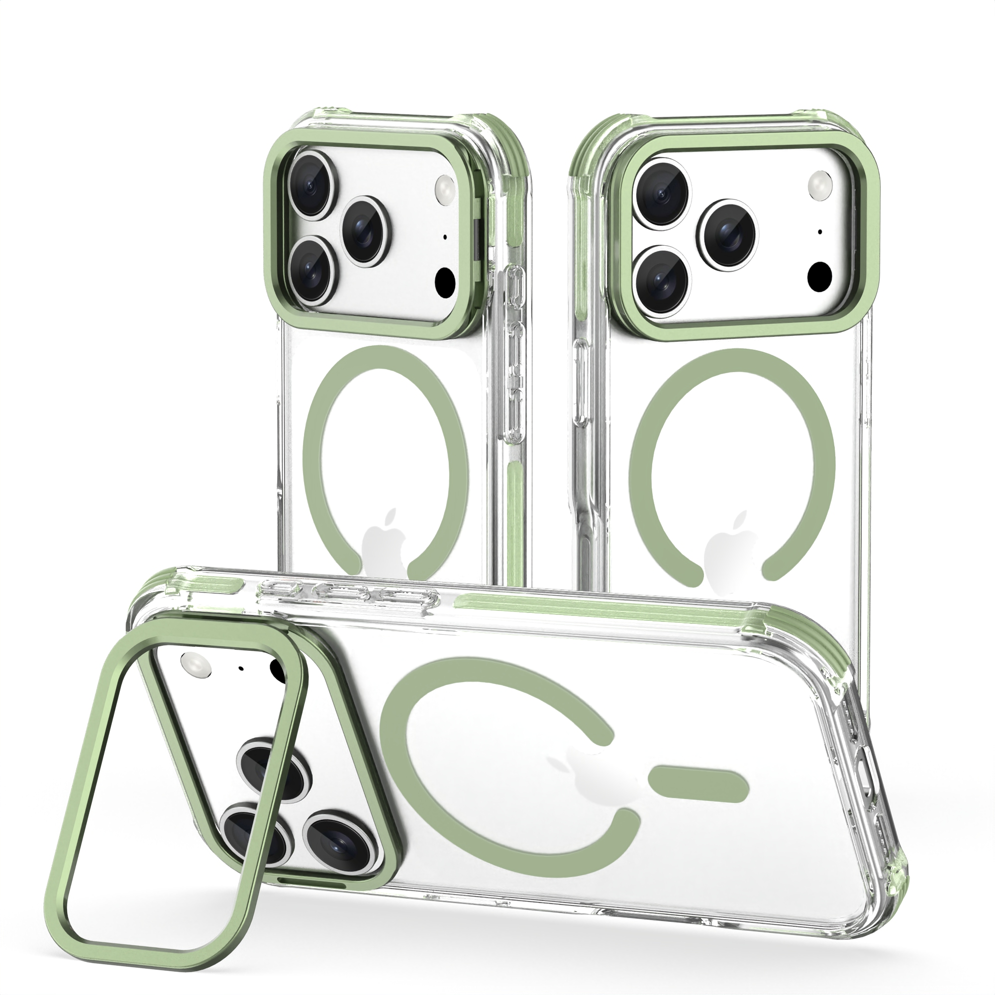 iPhone 17 Heavy-Duty Magnetic Shockproof Phone Case with Metal Camera Stand